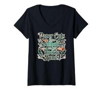 Femme Paper Cuts from SPELLBOOKS are Just Rookie Runes T-Shirt avec Col en V
