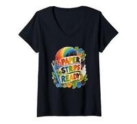 Femme Paper Strips Ready Quilling Rouleaux Papier T-Shirt avec Col en V