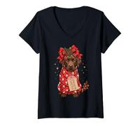 Femme Papier Cadeau Père Noël Labrador Retriever Lab T-Shirt avec Col en V