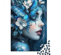 Femme Papillon Bleu Bundle Puzzle 1000 Pièces, Papier Épais, Enfants 8-12 & Adultes, Décoration Murale Maison, Cadeau Nouvel an, Défi Cérébral 70x50cm/1000pcs