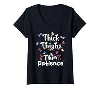 Femme Papillon Cuisses Patience Gen Zer Big Sis Petite Amie Femme T-Shirt avec Col en V