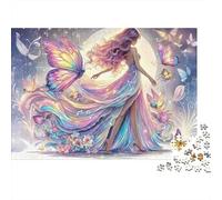 Femme Papillon de rêve Casse-tête 1000 Pièces en Carton Recyclé,Puzzle Complexe défi Entre Amis pour Un Tableau À Encadrer,Superbe Idée Cadeau 52x38cm/1000pcs