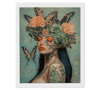 Femme Papillon Diamond Painting Adultes Enfant, 5D DIY Peinture Diamant Kit Complet, Peinture Diamant Artisanat Strass Point de Croix Painting pour Adultes, Décor Intérieur, Cadeaux 35x55 cm s-401