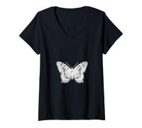 Femme Papillon Gothique Occulte sorcière Sombre Symbolisme T-Shirt avec Col en V