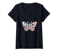 Femme Papillon Noisette - Personnalisé Mignon nom Word Art T-Shirt avec Col en V