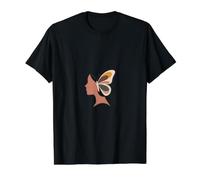 Femme Papillon Profil Boho Art T-Shirt Graphique avec Valeur, Homme, Noir, L