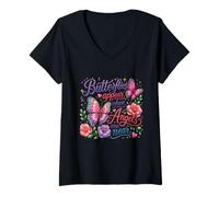 Femme Papillons apparaissant Lorsque Les Anges sont Proches d'un Papillon commémoratif T-Shirt avec Col en V