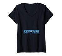 Femme Parachutisme parachutiste rétro parachutisme T-Shirt avec Col en V