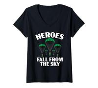 Femme Parachutiste aéroporté Parachutiste Parachutisme Parachutiste T-Shirt avec Col en V