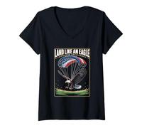 Femme Parachutiste Eagle Heritage Military Veteran Patriot Pride T-Shirt avec Col en V