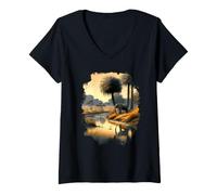 Femme Paradis de la Savane au Bord de la rivière avec Un éléphant T-Shirt avec Col en V