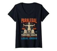 Femme Parajuriste transforme Le Chaos en Ordre juridique T-Shirt avec Col en V