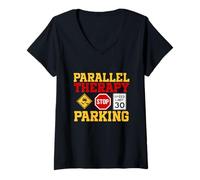 Femme Parallel Parking Therapist Funny Driving School T-Shirt avec Col en V