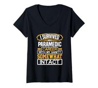 Femme Paramédic à la Retraite Survived Paramedic Career First Responder T-Shirt avec Col en V