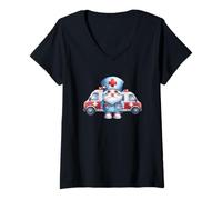 Femme Paramedic GNOME for Women Men with Ambulance for Nurse Life T-Shirt avec Col en V