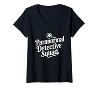 Femme Paranormal True Crime Surnatural Mystères Haunted Cases T-Shirt avec Col en V