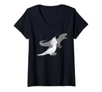 Femme Parapluie cacatoès avec T Rex Shadow Bird Lovers T-Shirt avec Col en V