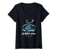 Femme Parc d'État de Deception Pass, Oak Harbor, Washington, États-Unis, Camping T-Shirt avec Col en V