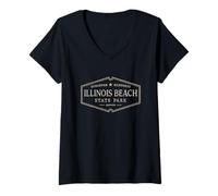 Femme Parc d'État d'Illinois Beach, Illinois | Panorama d'Illinois Beach T-Shirt avec Col en V