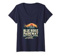 Femme Parc national Blue Ridge Parkway Randonnée Aventure T-Shirt avec Col en V