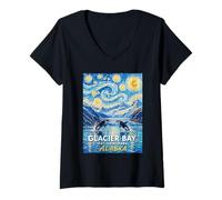 Femme Parc National de Glacier Bay T-Shirt avec Col en V