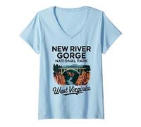 Femme Parc national de New River Gorge en Virginie-Occidentale T-Shirt avec Col en V