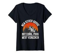 Femme Parc national de New River Gorge T-Shirt avec Col en V