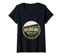 Femme Parc National de New River Gorge T-Shirt avec Col en V