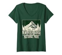 Femme Parc national de New River Gorge T-Shirt avec Col en V