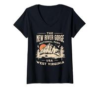 Femme Parc National de New River Gorge T-Shirt avec Col en V