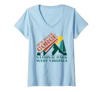 Femme Parc National de New River Gorge T-Shirt avec Col en V