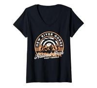 Femme Parc National de New River Gorge T-Shirt avec Col en V
