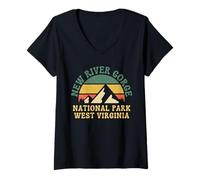 Femme Parc national de New River Gorge T-Shirt avec Col en V