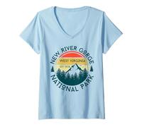 Femme Parc National de New River Gorge T-Shirt avec Col en V