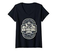 Femme Parc National de New River Gorge T-Shirt avec Col en V
