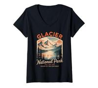 Femme Parc National des Glaciers T-Shirt avec Col en V