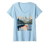 Femme Parc National des Montagnes Rocheuses T-Shirt avec Col en V