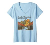 Femme Parc National des Montagnes Rocheuses T-Shirt avec Col en V