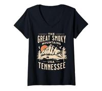 Femme Parc National des Smoky Mountains T-Shirt avec Col en V
