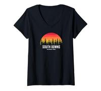 Femme Parc National des South Downs T-Shirt avec Col en V