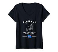 Femme Parc national des Virunga Gorilla République démocratique du Congo T-Shirt avec Col en V