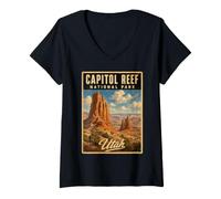 Femme Parc National du Capitol Reef, Utah T-Shirt avec Col en V