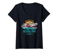 Femme Parc National du Mont Rainier - Souvenir de Vacances en randonnée et Camping T-Shirt avec Col en V