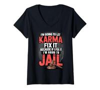 Femme Parce Que si Je Le répare, Je Vais Aller en Prison avec Funny Raccoon Sarcasm T-Shirt avec Col en V