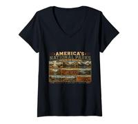 Femme Parcs nationaux américains T-Shirt avec Col en V