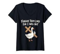 Femme Pardonnez-Leur Seigneur Car Je ne Veux Pas T-Shirt avec Col en V