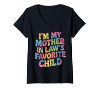 Femme Parent drôle, Je suis l'enfant préféré de ma Belle-mère T-Shirt avec Col en V