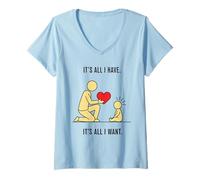 Femme Parent offrant Un cœur à Son bébé Un Amour Symbolique Minimal T-Shirt avec Col en V