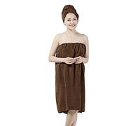 Femme Paréo de Bain Microfibre Séchage Rapide 2 pour 1 Robe Sortie de Bain et Serviette de Cheveux Set Peignoir de Bain Doux Draps de Bain Sauna Douche Jupe de Chambre pour Hôtel Voyage Spa Piscine