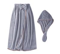 Femme Paréo de Bain Microfibre Séchage Rapide 2 pour 1 Robe Sortie de Bain et Serviette de Cheveux Set Peignoir de Bain Doux Draps de Bain Sauna Douche Jupe de Chambre pour Hôtel Voyage Spa Piscine